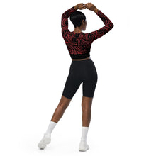 Load image into Gallery viewer, SWIRLY RED - Recycled long-sleeve crop top