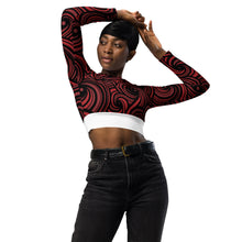 Load image into Gallery viewer, SWIRLY RED - Recycled long-sleeve crop top