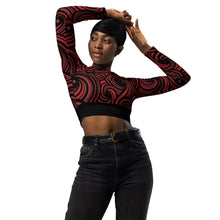 Load image into Gallery viewer, SWIRLY RED - Recycled long-sleeve crop top