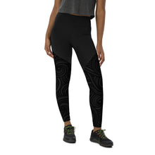 Load image into Gallery viewer, Black Swirly Sports Leggings