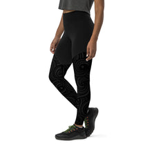 Load image into Gallery viewer, Black Swirly Sports Leggings