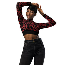 Load image into Gallery viewer, SWIRLY RED - Recycled long-sleeve crop top
