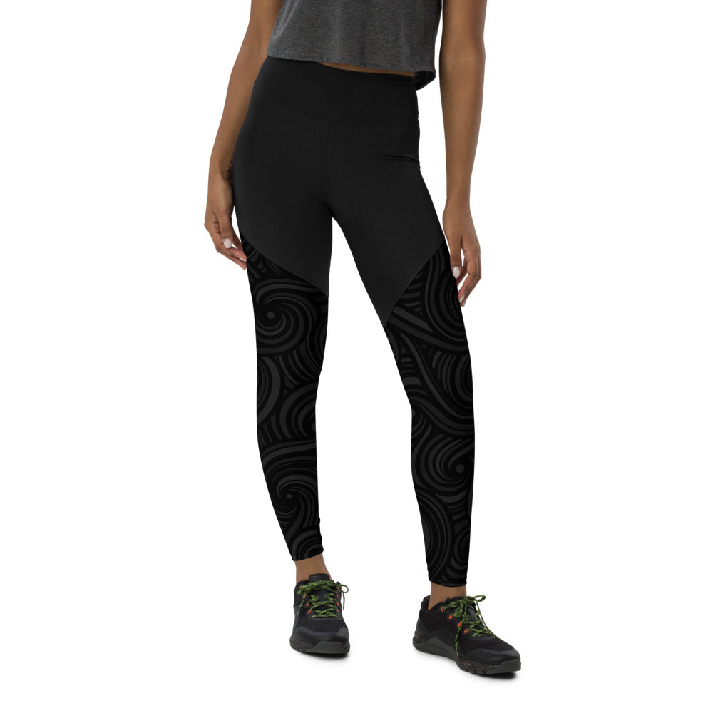 Black Swirly Sports Leggings