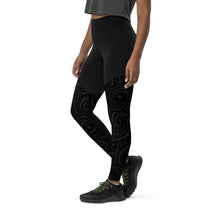 Load image into Gallery viewer, Black Swirly Sports Leggings
